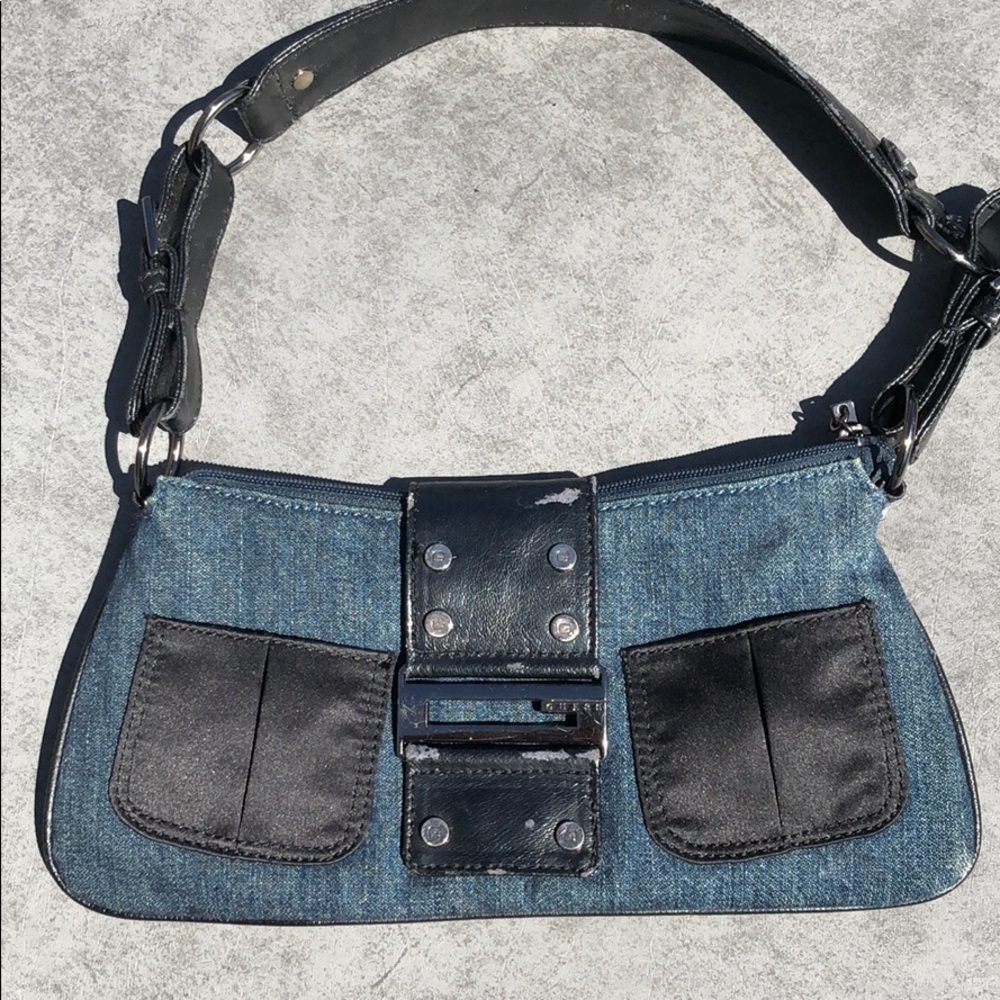 Guess denim clutch shoulder bag